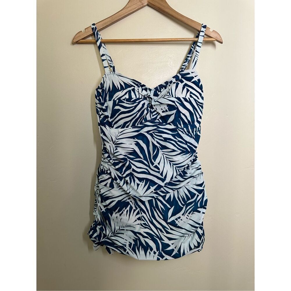 Kim Gravel X Swimsuits For All Blue and White Swim Dress Size 12 New